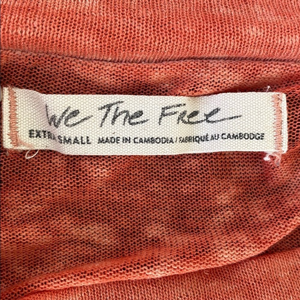 We The Free Distressed Sheer Coral Orange Short Sleeve Tee XS Lightweight Beach - Picture 7 of 9